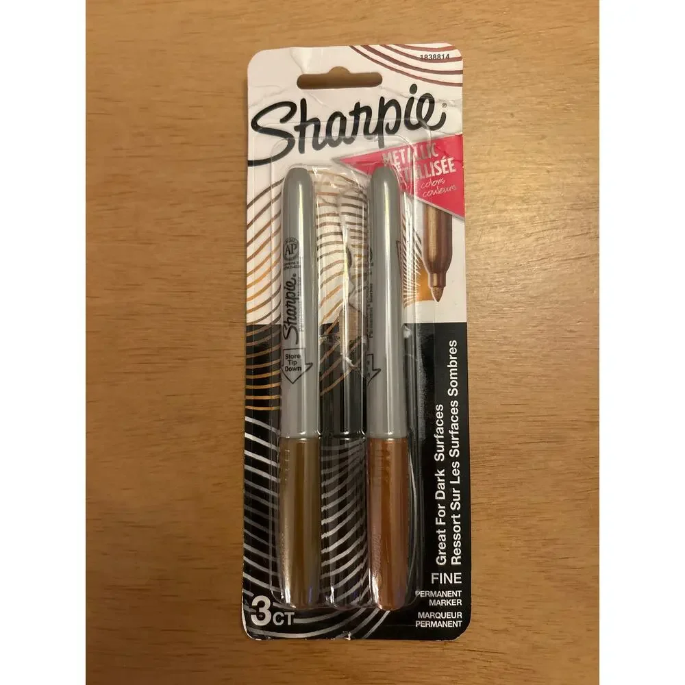 New 2pk Sharpie Metallic Permanent Markers Fine Tip Gold & Bronze